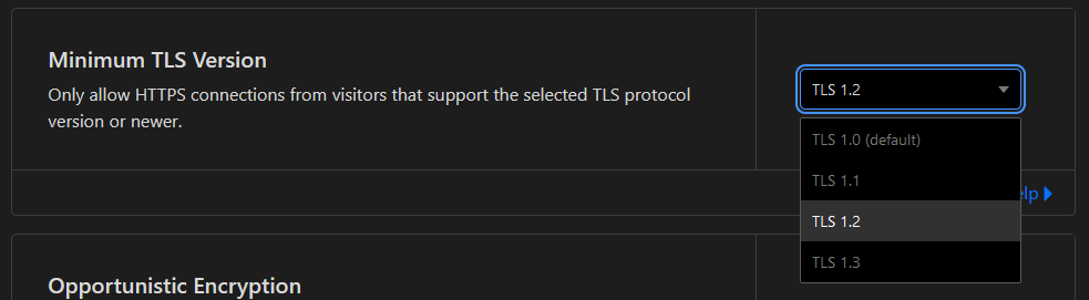 cloudflare ssl/tls minimum version